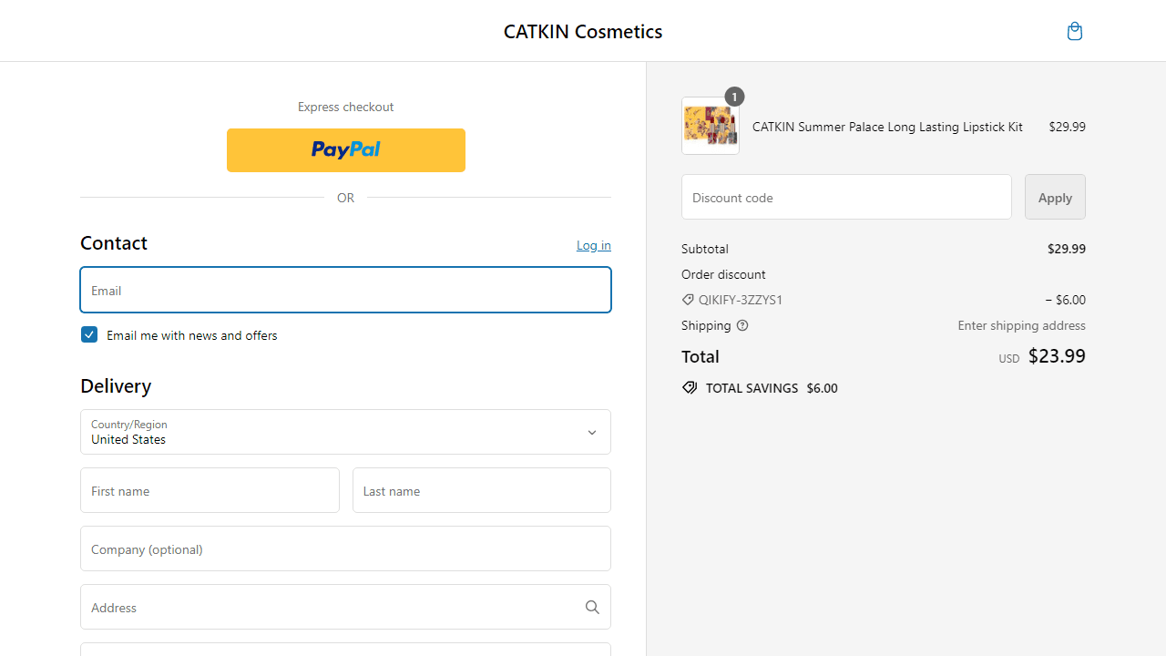 How to apply Catkin coupon code